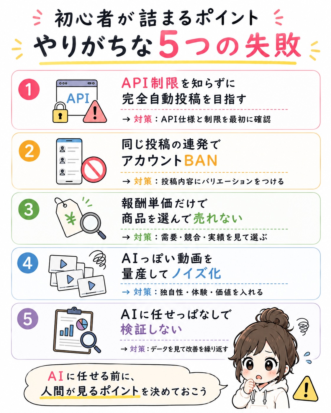 初心者がやりがちな5つの失敗
