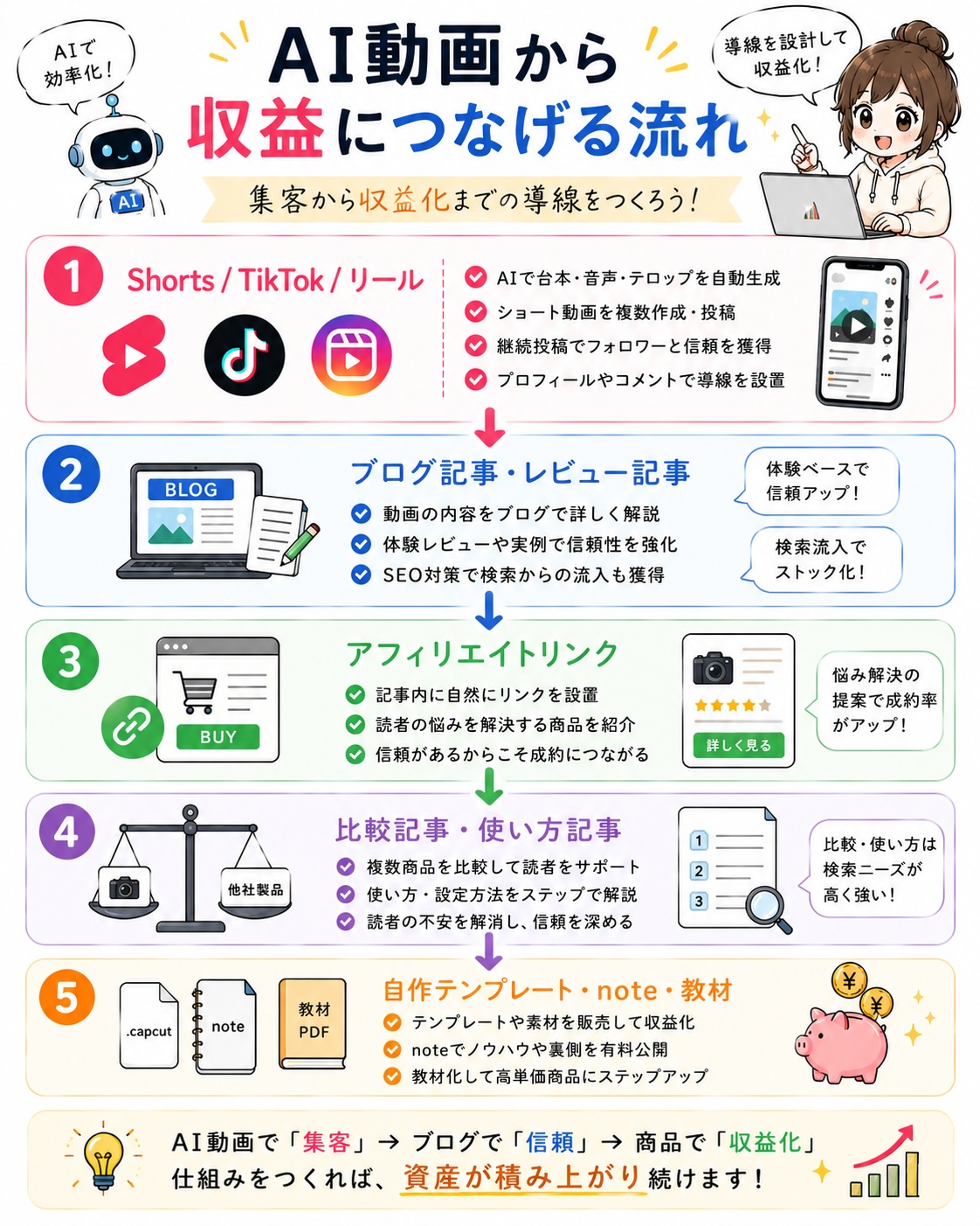 AI動画から収益につなげる流れ