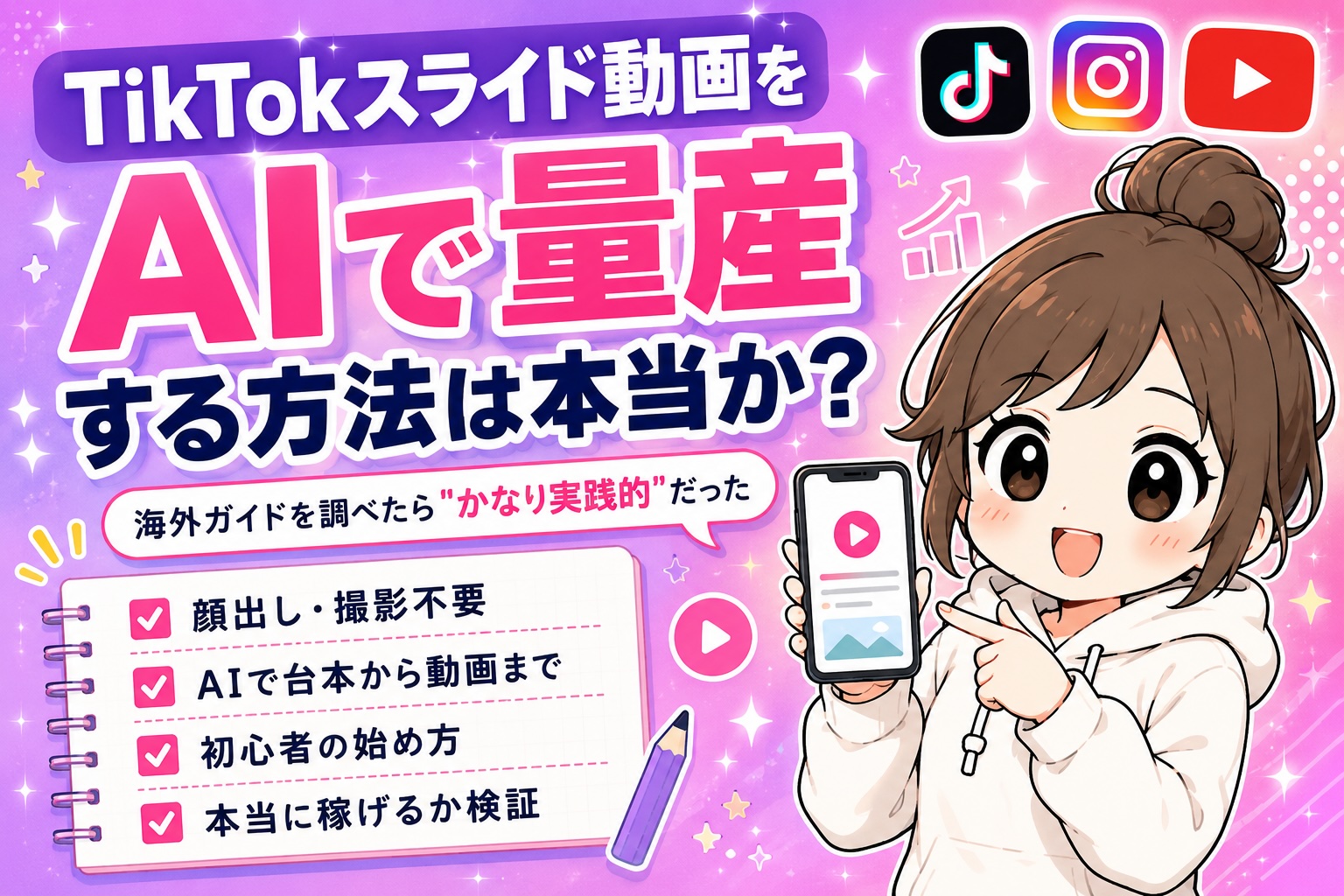 TikTokスライド動画をAIで自動生成する方法は本当か