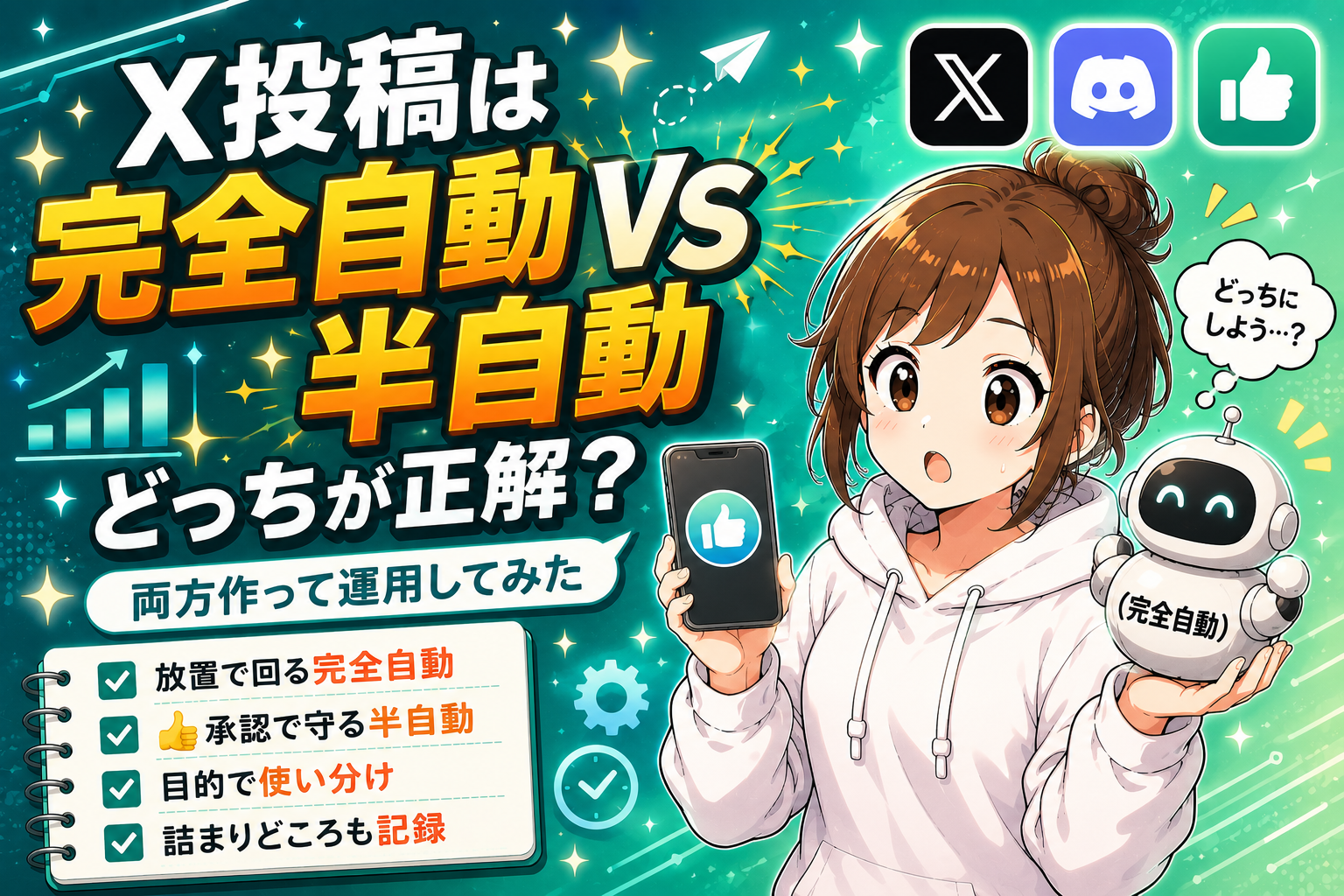 X投稿は完全自動と半自動どっちが正解？両方作って運用してみた